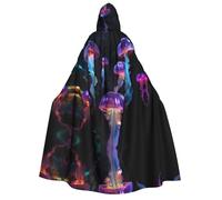 Apbdffjnf Cape à capuche épaisse pour adulte avec capuche et imprimé méduses colorées, cape d'Halloween douce et élastique pour homme et femme