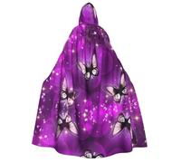 Apbdffjnf Cape à capuche épaisse unisexe avec imprimé papillon violet pour adulte - Cape à capuche pour Halloween - Douce et élastique