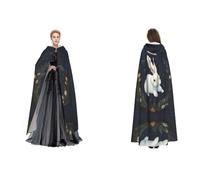 Apbdffjnf Cape à capuche mystérieuse pour adulte avec imprimé lapin blanc mignon pour Halloween, fête, Noël, cosplay