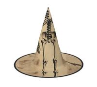 Apbdffjnf Chapeau de sorcière amusant avec imprimé squelette humain pour Halloween, chapeau de sorcière pointu, accessoire de costume pour décoration de fête d'Halloween