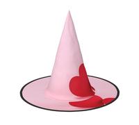 Apbdffjnf Chapeau de sorcière en forme de cœur rouge à paillettes pour Halloween, chapeau de sorcière pointu, accessoire de costume pour décoration de fête d'Halloween