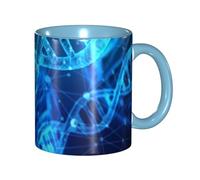 Apbdffjnf DNA Chain Tasses à café en céramique avec poignée pour bureau et maison, 325 ml, bleu ciel
