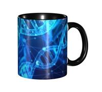 Apbdffjnf DNA Chain Tasses à café en céramique avec poignée pour bureau et maison, 325 ml, noir