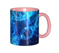 Apbdffjnf DNA Chain Tasses à café en céramique avec poignée pour bureau et maison, 325 ml, rose