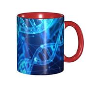 Apbdffjnf DNA Chain Tasses à café en céramique avec poignée pour bureau et maison, 325 ml, rouge