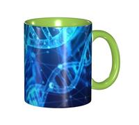 Apbdffjnf DNA Chain Tasses à café en céramique avec poignée pour bureau et maison, 325 ml, vert