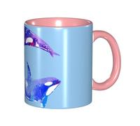 Apbdffjnf Orca Killer Whale Tasses à café en céramique avec poignée pour bureau et maison, 325 ml, rose