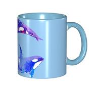 Apbdffjnf Orca Killer Whale Tasses à café en céramique avec poignée pour bureau et maison Bleu ciel 325 ml