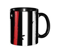 Apbdffjnf Red Line - Tasses à café en céramique avec poignée pour le bureau et la maison, 325 ml, motif pompier, drapeau américain, noir