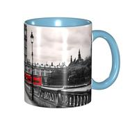 Apbdffjnf Red Phone Booth London Street Print Tasses à café en céramique avec poignée pour bureau et maison, 325 ml, bleu ciel