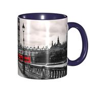 Apbdffjnf Red Phone Booth London Street Print Tasses à café en céramique avec poignée pour bureau et maison, 325 ml, bleu marine