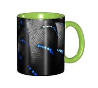 Apbdffjnf Tasses à café en céramique 3D avec imprimé serpent 325 ml, tasses à thé avec poignée pour bureau et maison, vert