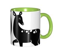 Apbdffjnf Tasses à café en céramique à imprimé cerf, 325 ml, tasses à thé en céramique avec poignée pour bureau et maison, vert