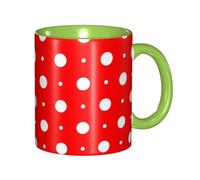 Apbdffjnf Tasses à café en céramique à pois rouges et blancs, 325 ml, tasses à thé en céramique avec poignée pour bureau et maison, vert