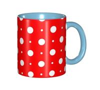 Apbdffjnf Tasses à café en céramique à pois rouges et blancs, 325 ml, tasses à thé en céramique avec poignée pour bureau et maison, bleu ciel