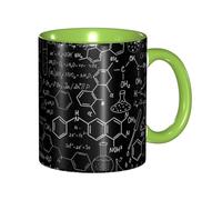Apbdffjnf Tasses à café en céramique avec illustration abstraite, science chimie, impression 3D, 325 ml, tasses à thé en céramique avec poignée pour bureau et maison, vert