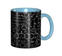 Apbdffjnf Tasses à café en céramique avec illustration abstraite, science chimie, impression 3D, 325 ml, tasses à thé en céramique avec poignée pour bureau et maison, bleu ciel