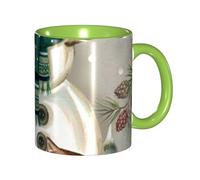 Apbdffjnf Tasses à café en céramique avec poignée - Motif hibou debout sur bonhomme de neige - 325 ml - Vert