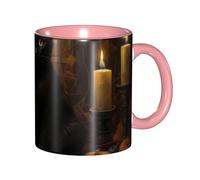 Apbdffjnf Tasses à café en céramique avec poignée pour bureau et maison Motif chat noir, 325 ml, rose