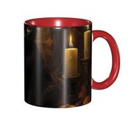Apbdffjnf Tasses à café en céramique avec poignée pour le bureau et la maison, 325 ml, motif chat noir, rouge