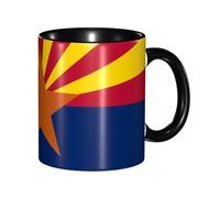 Apbdffjnf Tasses à café en céramique avec poignée pour le bureau et la maison, 325 ml, motif drapeau de l'Arizona, noir