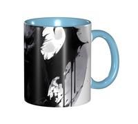 Apbdffjnf Tasses à café en céramique avec poignée pour le bureau et la maison - Motif chat d'Halloween - 325 ml - Bleu ciel