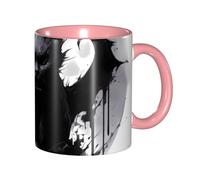 Apbdffjnf Tasses à café en céramique avec poignée pour le bureau et la maison Motif chat Halloween crâne chauve-souris 325 ml Rose