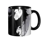 Apbdffjnf Tasses à café en céramique avec poignée pour le bureau et la maison, motif chat Halloween tête de mort, chauve-souris, 325 ml, noir