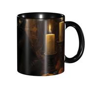 Apbdffjnf Tasses à café en céramique avec poignée pour le bureau et la maison, motif chat noir, 325 ml