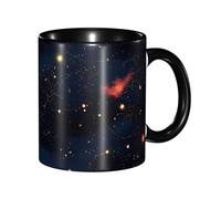 Apbdffjnf Tasses à café en céramique avec poignée pour le bureau et la maison, motif constellation, amas d'étoiles, galaxies, 325 ml, noir