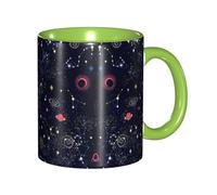 Apbdffjnf Tasses à café en céramique avec poignée pour le bureau et la maison, motif constellation, amas d'étoiles, galaxies, 325 ml, vert