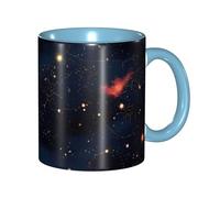 Apbdffjnf Tasses à café en céramique avec poignée pour le bureau et la maison, motif constellation, amas d'étoiles, galaxies, 325 ml, bleu ciel
