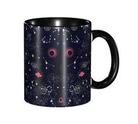 Apbdffjnf Tasses à café en céramique avec poignée pour le bureau et la maison, motif constellation, amas d'étoiles, galaxies, 325 ml, noir