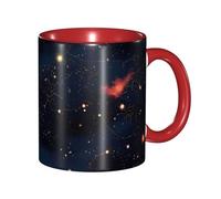 Apbdffjnf Tasses à café en céramique avec poignée pour le bureau et la maison, motif constellation, amas d'étoiles, galaxies, 325 ml, rouge