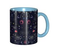 Apbdffjnf Tasses à café en céramique avec poignée pour le bureau et la maison, motif constellation, amas d'étoiles, galaxies, 325 ml, bleu ciel