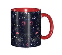 Apbdffjnf Tasses à café en céramique avec poignée pour le bureau et la maison, motif constellation, amas d'étoiles, galaxies, 325 ml, rouge