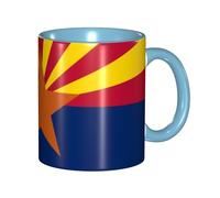 Apbdffjnf Tasses à café en céramique avec poignée pour le bureau et la maison, motif drapeau de l'Arizona, 325 ml, bleu ciel