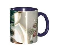 Apbdffjnf Tasses à café en céramique avec poignée pour le bureau et la maison, motif hibou debout sur bonhomme de neige, 325 ml, bleu marine