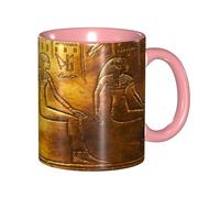 Apbdffjnf Tasses à café en céramique imprimées d'Égypte hiéroglyphiques, 325 ml, tasses à thé en céramique avec poignée pour bureau et maison, rose