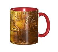 Apbdffjnf Tasses à café en céramique imprimées d'Égypte hiéroglyphiques, 325 ml, tasses à thé en céramique avec poignée pour bureau et maison, rouge