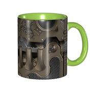 Apbdffjnf Tasses à café en céramique steampunk avec engrenages mécaniques, 325 ml, tasses à thé avec poignée pour bureau et maison, vert