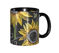 Apbdffjnf Tasses à café en céramique « You are My Sunflower », 325 ml, tasses à thé en céramique avec poignée pour bureau et maison, noir