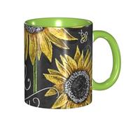 Apbdffjnf Tasses à café en céramique « You are My Sunflower », 325 ml, tasses à thé en céramique avec poignée pour bureau et maison, vert