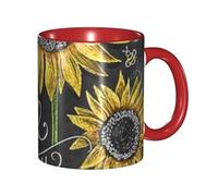 Apbdffjnf Tasses à café en céramique « You are My Sunflower », 325 ml, tasses à thé en céramique avec poignée pour bureau et maison, rouge