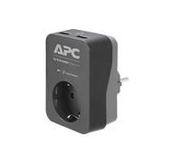 APC PME1WU2B-GR Surge Protector Adaptateur de prise avec protection contre les surtensions 1 prise Schuko 2 ports USB Noir