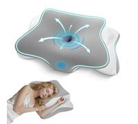 APCE Oreiller Ergonomique Cervical, Oreillers Memoire Forme Ergonomique Orthopédique de Soutien du cou pour les Dormeurs sur Le côté, vec Taie D'oreiller en Soie Rafraîchissante et Lavable, Gris