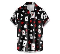 ApCuYf Chemise boutonnée à manches courtes pour homme avec col de chemise abstrait imprimé décontracté pour la plage, Poker Noir, 3XL