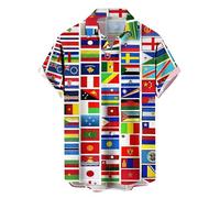 ApCuYf Chemise décontractée à manches courtes et col boutonné pour homme avec drapeau national vintage hawaïen, Drapeau national 1, M