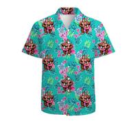 ApCuYf Chemise hawaïenne amusante à manches courtes pour homme Motif 3D Tropical Vacances Plage Aloha, Dessin animé singe flamant rose, XL