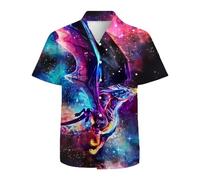 ApCuYf Chemise hawaïenne boutonnée à manches courtes pour homme Motif 3D Tropical Vacances Plage Aloha, Dragon Galaxie, L